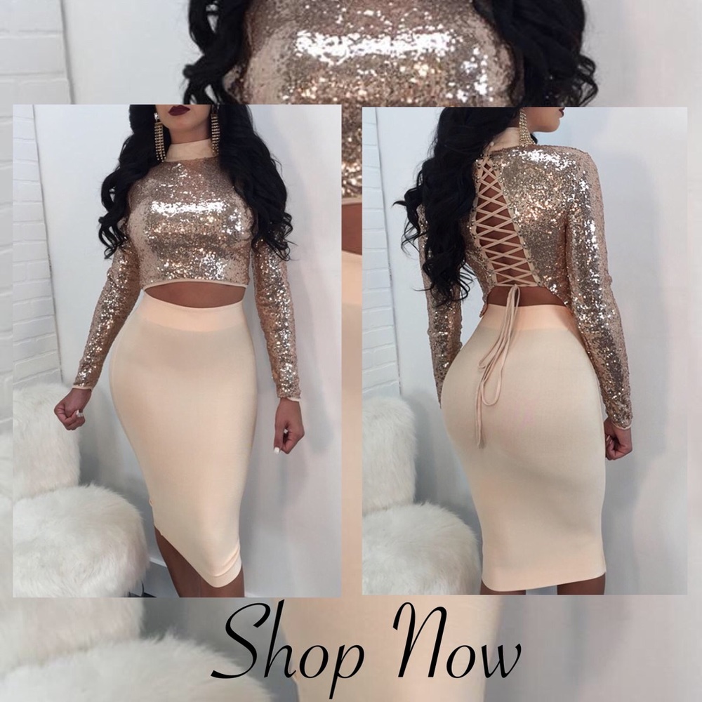 😍 2 piece sequins skirt set 😍